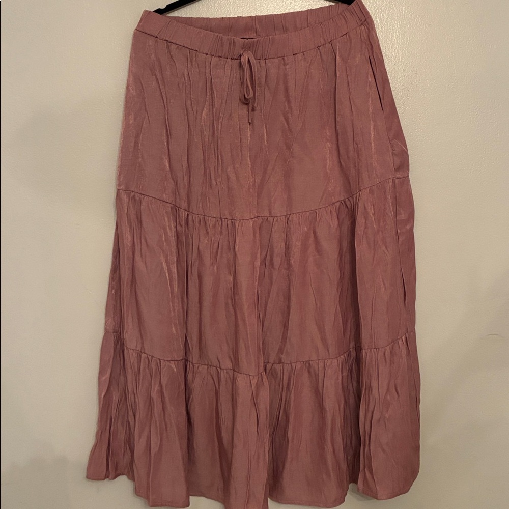 Dusty rose tiered maxi skirt